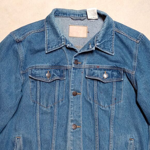 C.E. Schmidt Workwear Jacket Mens 2XL Distressed Blue Denim Jean Trucker Button - Picture 2 of 10